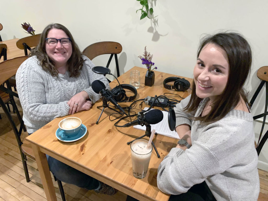 Christine Sarnacki with Maggie at Storied Coffee