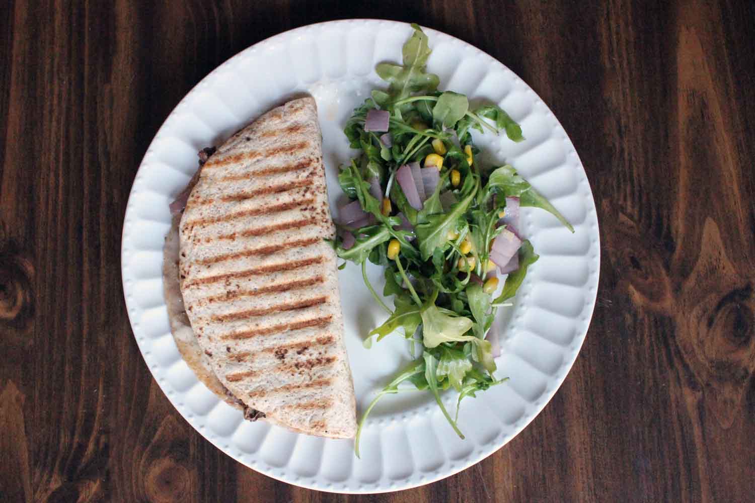 Beef Quesadillas With Arugula & Corn Salad