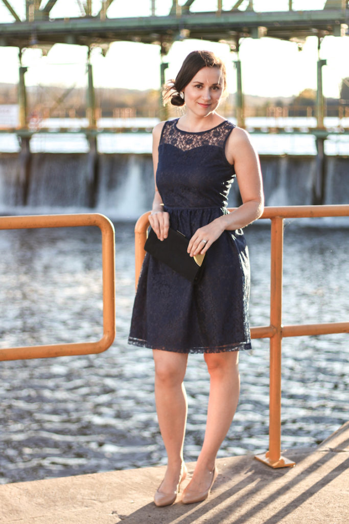 Navy dress full outfit
